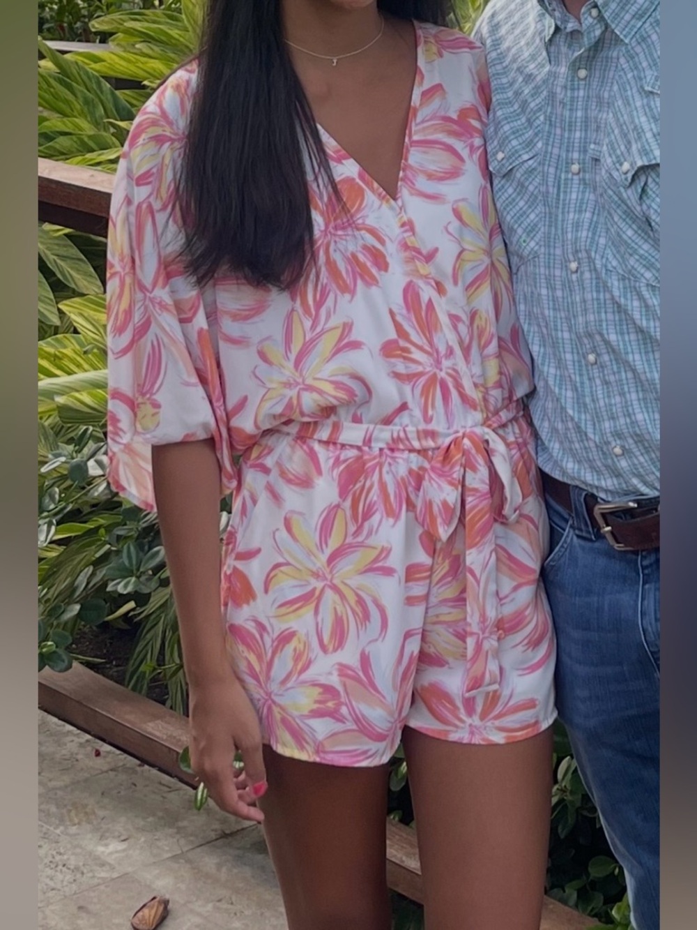 Floral One-Piece Romper in Pink & Yellow